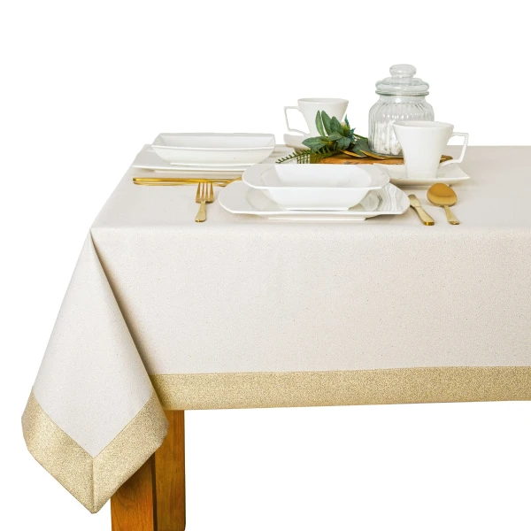 Obrus plamoodporny kremowo-złoty na wymiar - 6477-2678Z