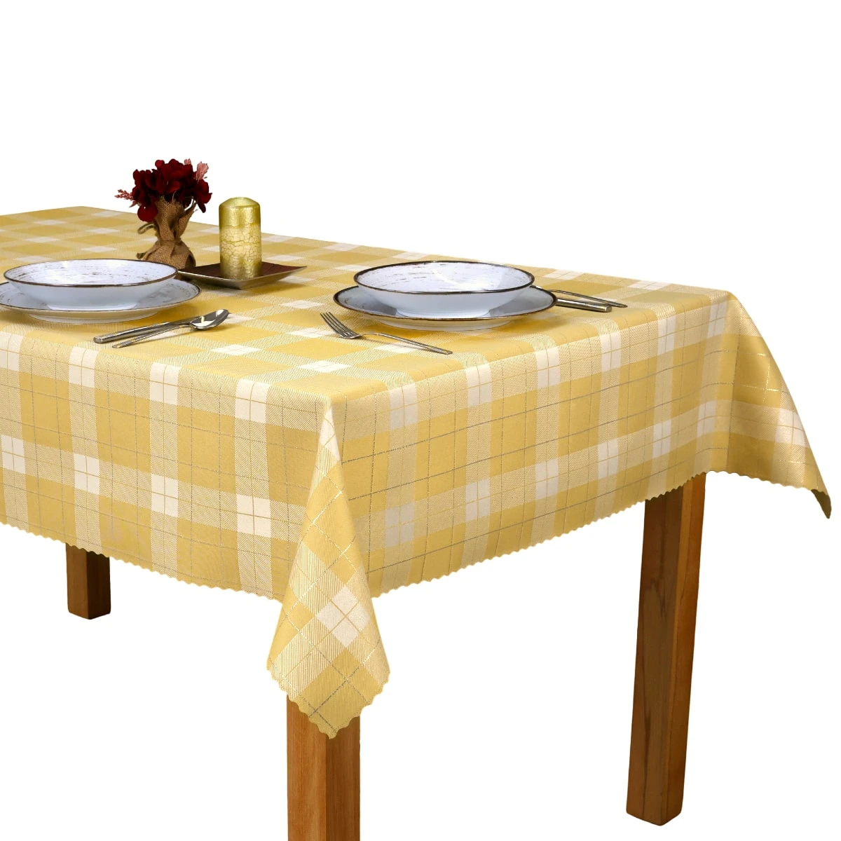 Obrus plamoodporny na wymiar - Złota Krata - 6521-3407-K2