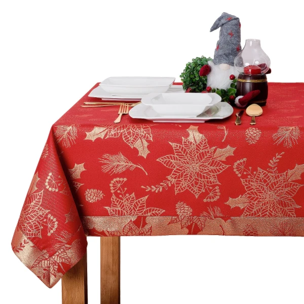 Obrus Świąteczny Bożonarodzeniowy LX-32888 czerwono-złot