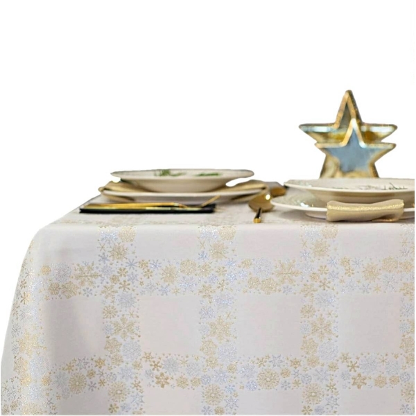Obrus Świąteczny Bożonarodzeniowy LZS-33212 srebrno-złot