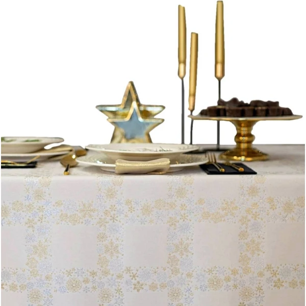 Obrus Świąteczny Bożonarodzeniowy LZS-33212 srebrno-złot