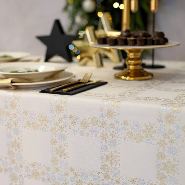 Obrus Świąteczny Bożonarodzeniowy LZS-33212 srebrno-złot