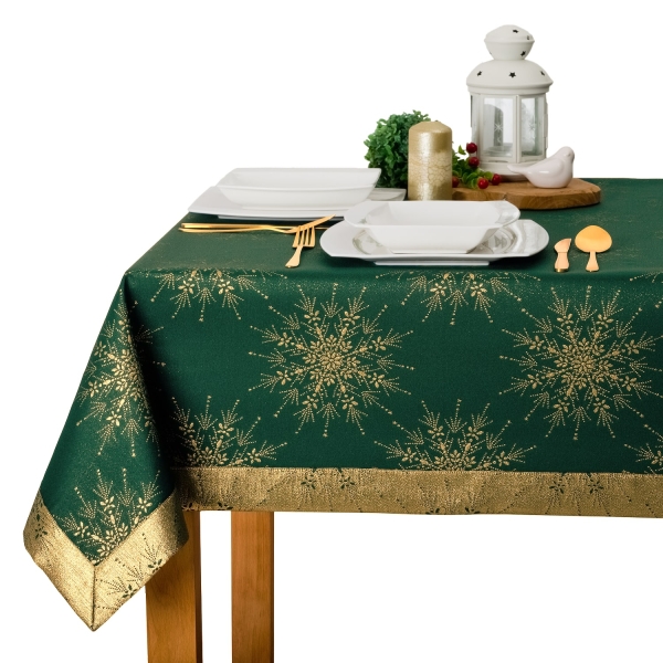 Obrus Świąteczny Bożonarodzeniowy LX-33213 zielono-złoty