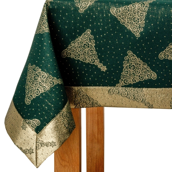 Obrus świąteczny bożonarodzeniowy 6348-3506 zielono-złot