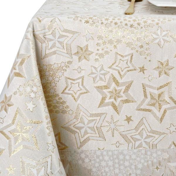 Obrus świąteczny bożonarodzeniowy 6475-3495-Z kremowo-zł