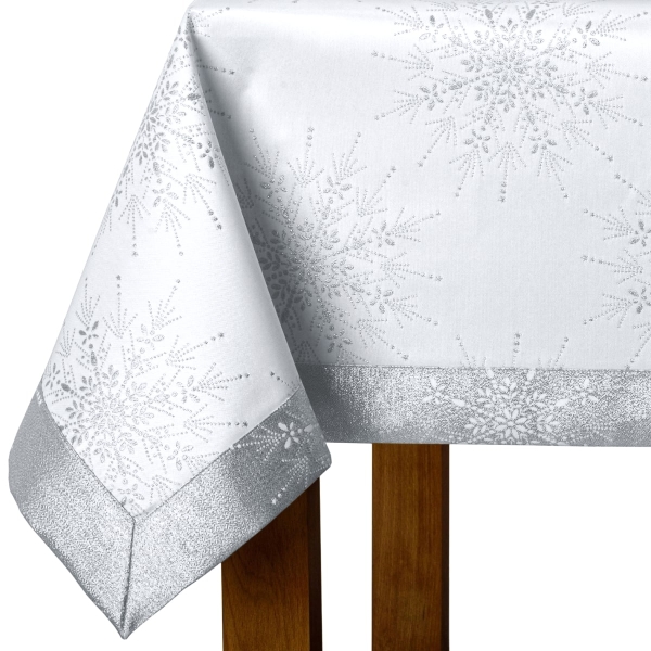 Obrus Świąteczny Bożonarodzeniowy Srebrna Śnieżynka 549