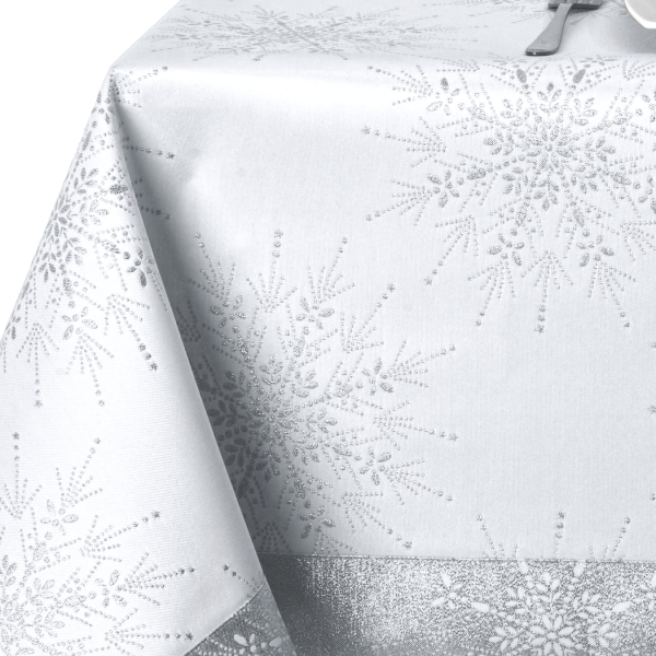Obrus Świąteczny Bożonarodzeniowy Srebrna Śnieżynka 549