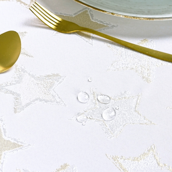 Obrus Świąteczny z Motywem Gwiazd - Srebrno-Złoty Blask L