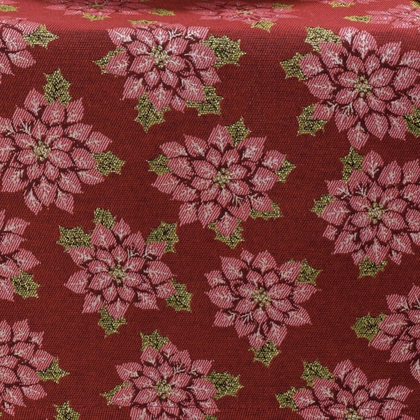 Obrus Świąteczny Bawełniano-Poliestrowy z Wzorem Poinsecj