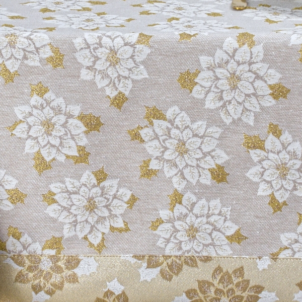 Obrus Świąteczny Bawełniano-Poliestrowy z Wzorem Poinsecj