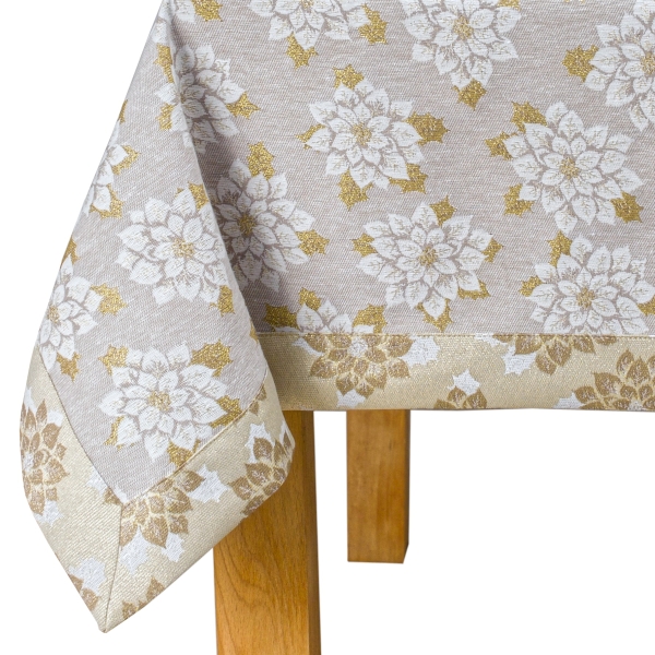 Obrus Świąteczny Bawełniano-Poliestrowy z Wzorem Poinsecj