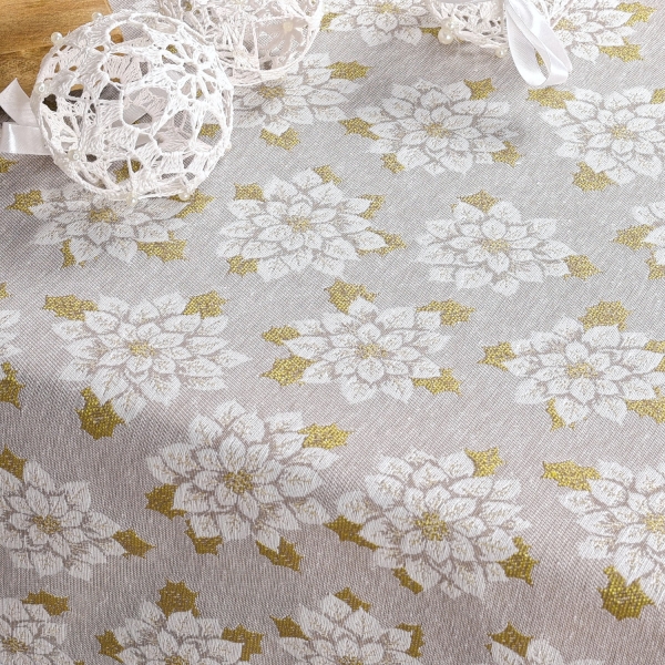 Obrus Świąteczny Bawełniano-Poliestrowy z Wzorem Poinsecj